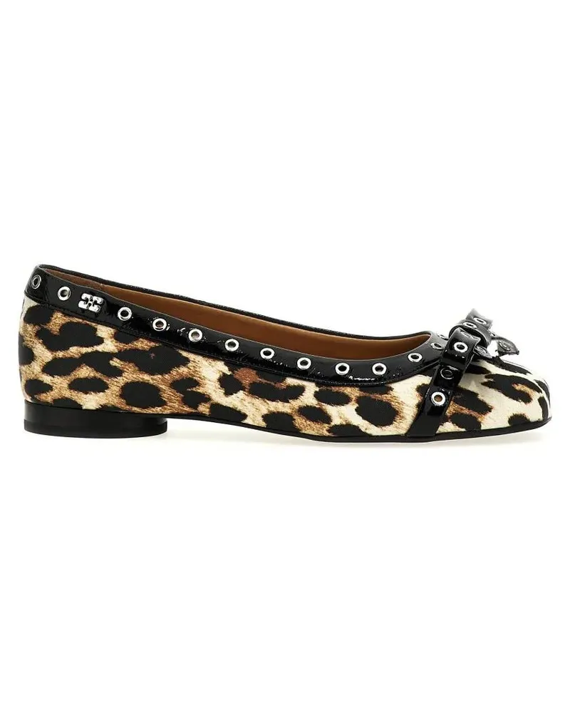 Ganni Leopard Eyelets Bow' Ballet Flatsb braun Braun