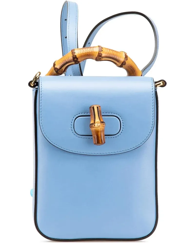 Gucci Hobo Bags Mini Calfskin Bamboo Top Handle Bag blau Blau