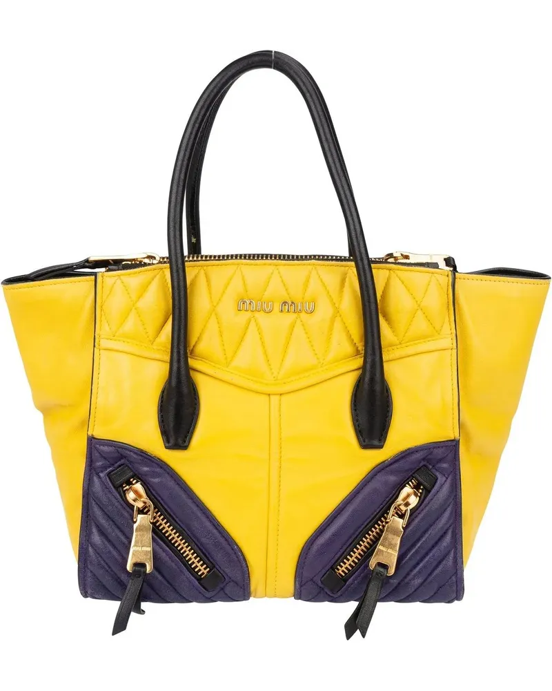 Miu Miu Crossbody Bags  Quilted Leather Motocross Handbag gelb Gelb