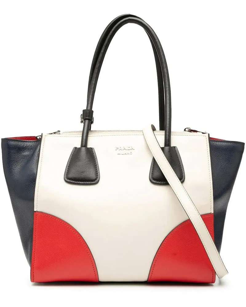 Prada Hobo Bags Multicolor Glace Calf Twin Pocket Satchel weiß Weiß