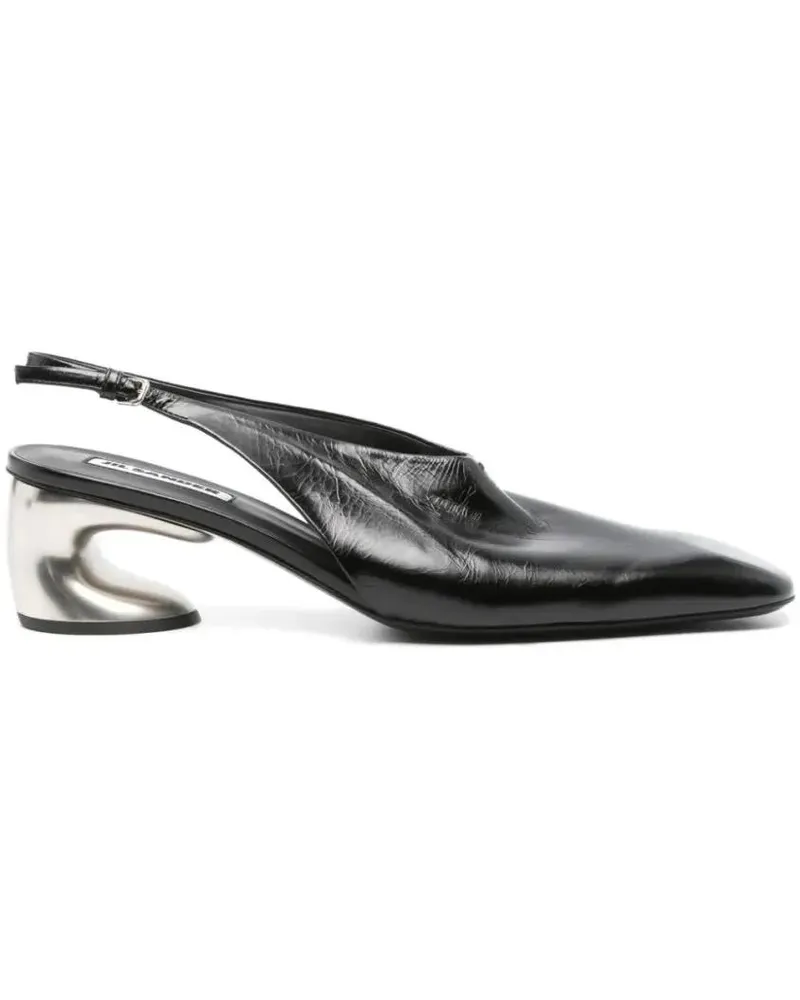 Jil Sander Pumps & High Heels 60Mm Slingback Black Shoes Schwarz