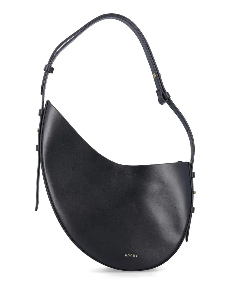Soeur Hobo Bags Wino Large Crescent Moon-Shaped Bag In Smooth Blac schwarz Schwarz