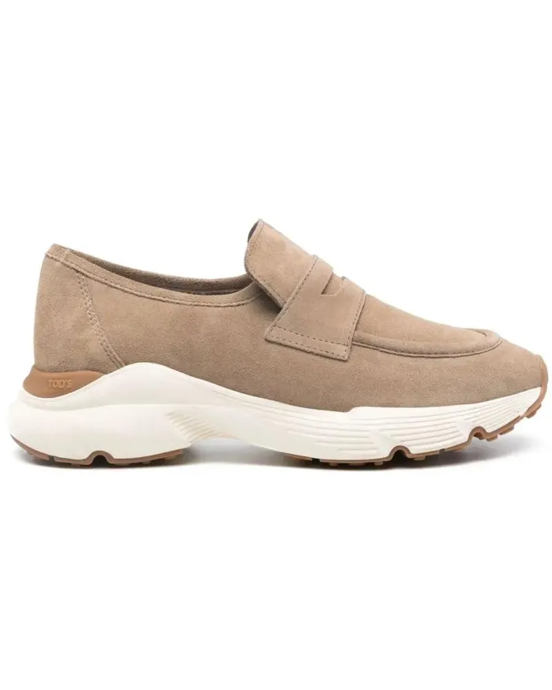 TOD'S Low-Top Sneaker Suede Calfskin Sneakers With Penny Strap Detail beige Beige