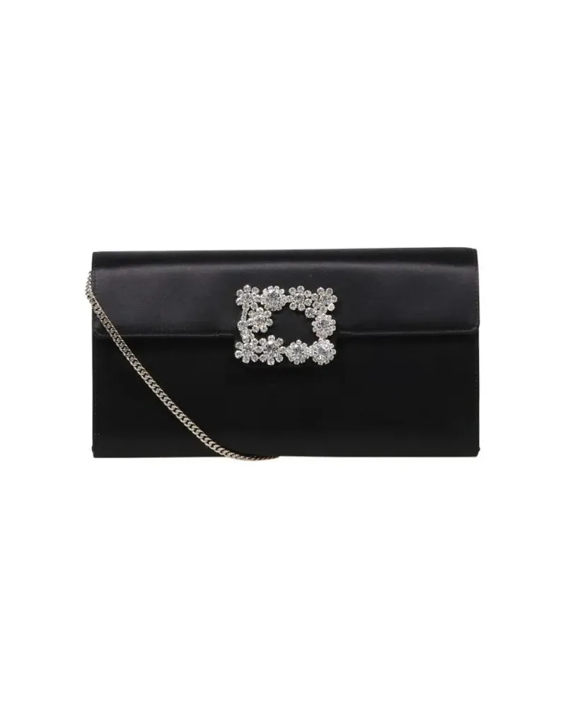 Roger Vivier Clutches Envelope Flap Flower Buckle schwarz Schwarz