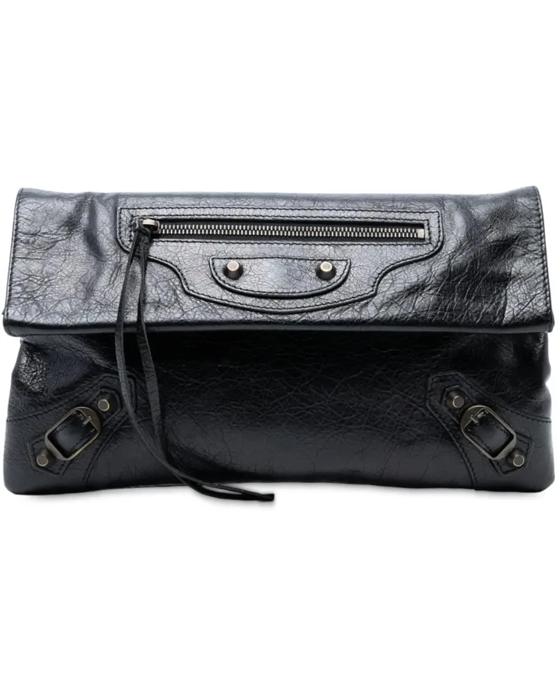 Balenciaga Clutches Lambskin Motocross Classic Envelope Clutch schwarz Schwarz