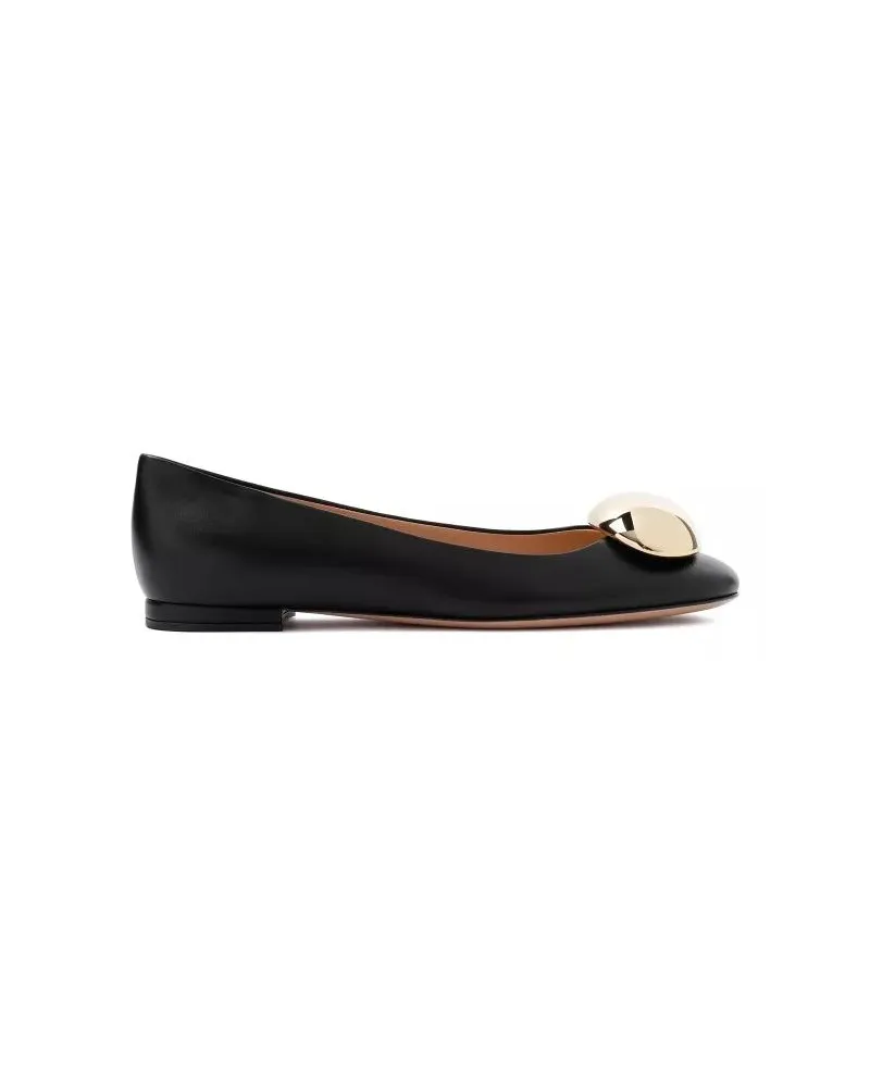 Gianvito Rossi Black Nappa Leather Ballerina schwarz Schwarz
