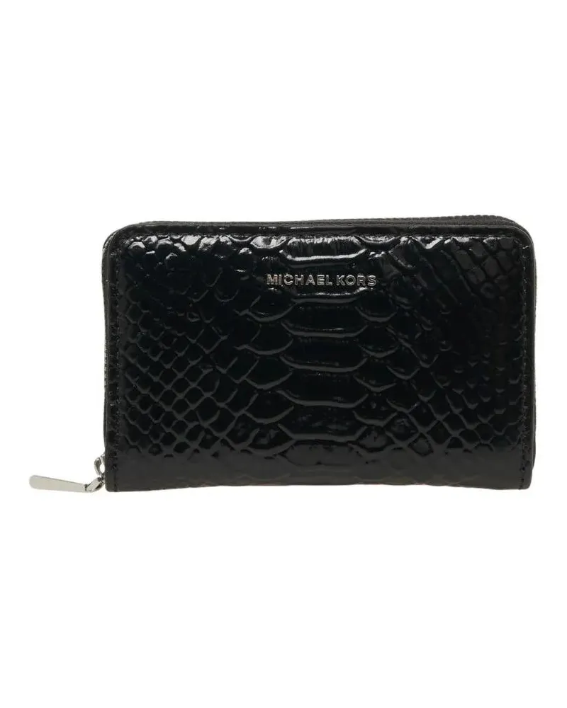 Michael Kors Portemonnaie Black Crocodile-Effect Leather Zip-Around Wallet schwarz Schwarz