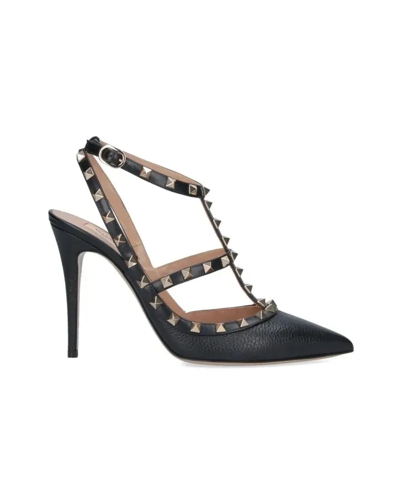 Valentino Garavani Hohe Schuhe "Rockstud 100" Slingback Pumps – Black schwarz Schwarz