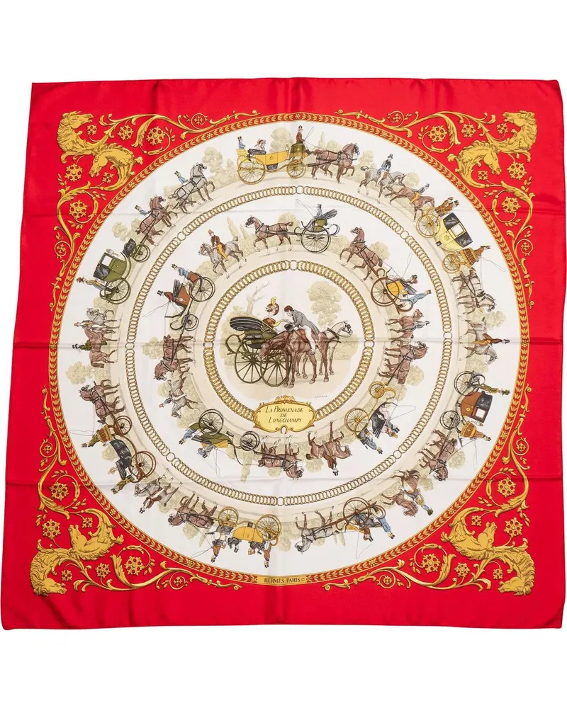 Hermès Tücher & Schals Hermes Classic La Promenada De Longchamps Silk Car rot Rot