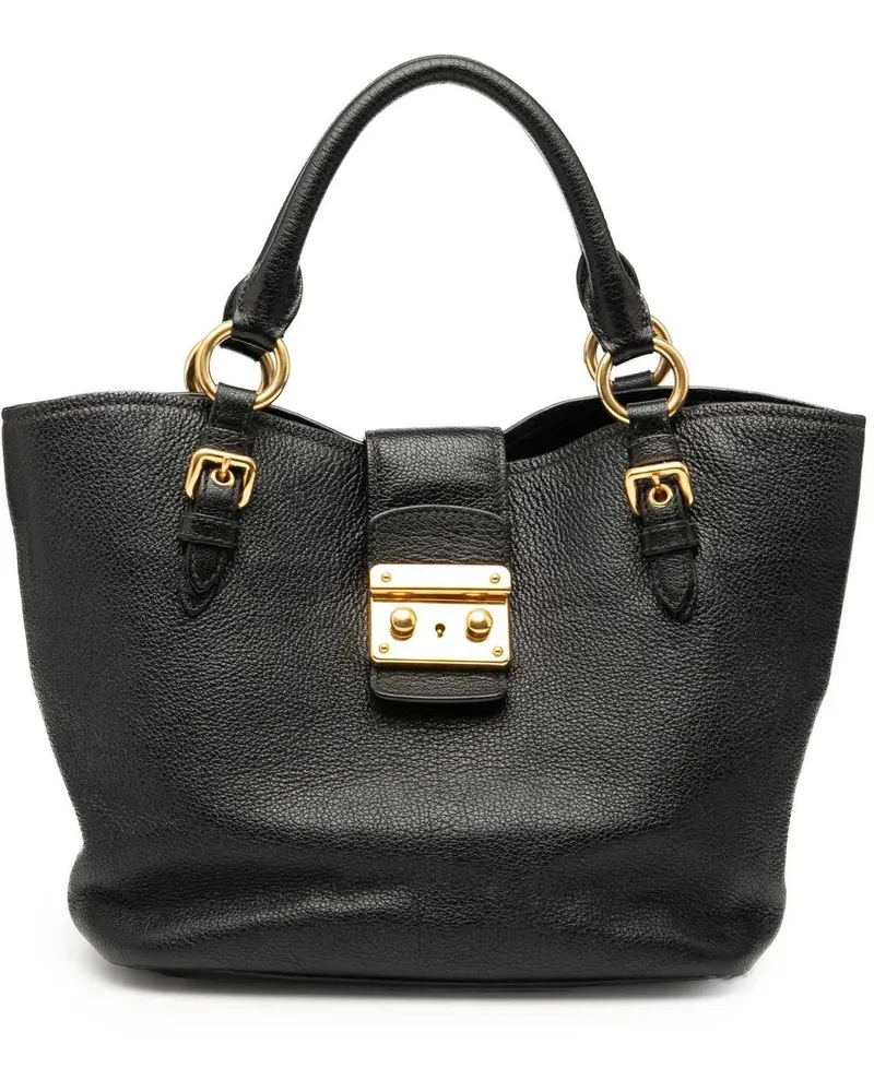 Miu Miu Hobo Bags Goatskin Madras Satchel schwarz Schwarz