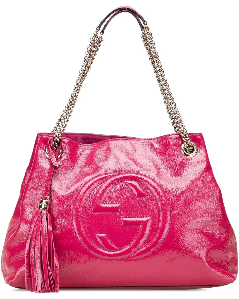 Gucci Shopper Medium Patent Soho Chain Tote rosa Gold