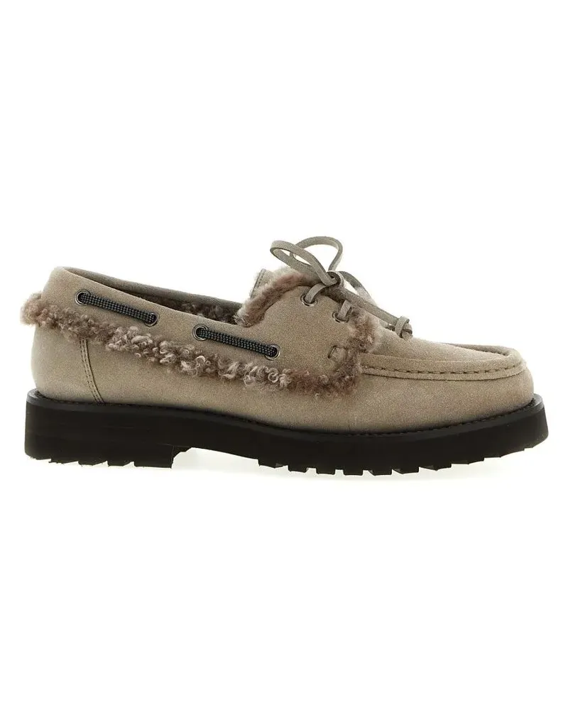 Brunello Cucinelli Precious Insert' Boat Shoe beige Beige