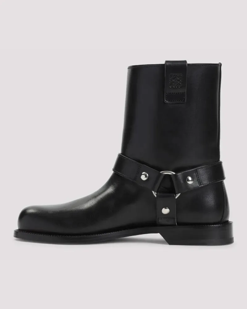 Loewe Stiefel Black Cowhide Campo Biker Shearling Boots schwarz Schwarz