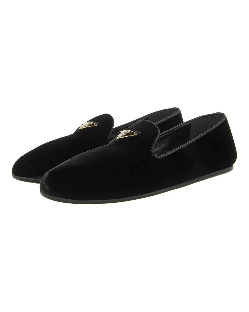 Prada Loafer Pantofole Velluto schwarz Schwarz