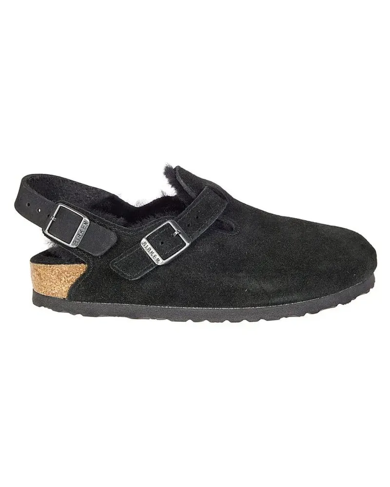Birkenstock Sandalen Tokio Sherling Suede Leather Shoes schwarz Schwarz