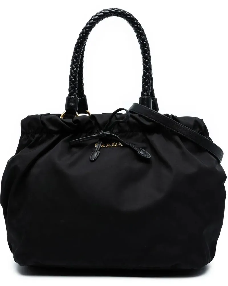 Prada Hobo Bags Tessuto Bow Satchel schwarz Schwarz