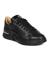 Philipp Plein Sneakers Mix Leather Lo-Top Sneakers Hexagon Schwarz