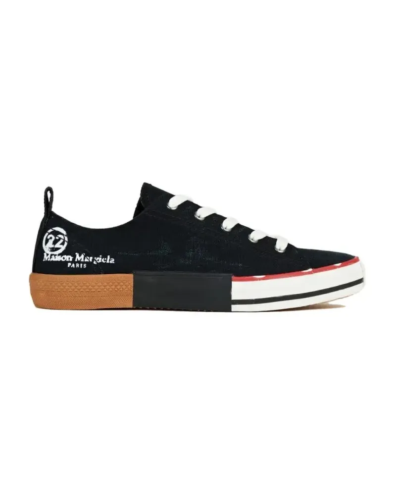Maison Margiela Low-Top Sneaker Printed Logo Canvas Sneakers schwarz Schwarz