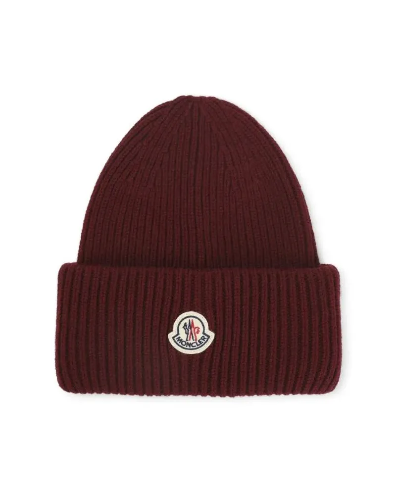 Moncler Caps & Mützen Ribbed Knit Hat With Turn-Up Hem schwarz Schwarz