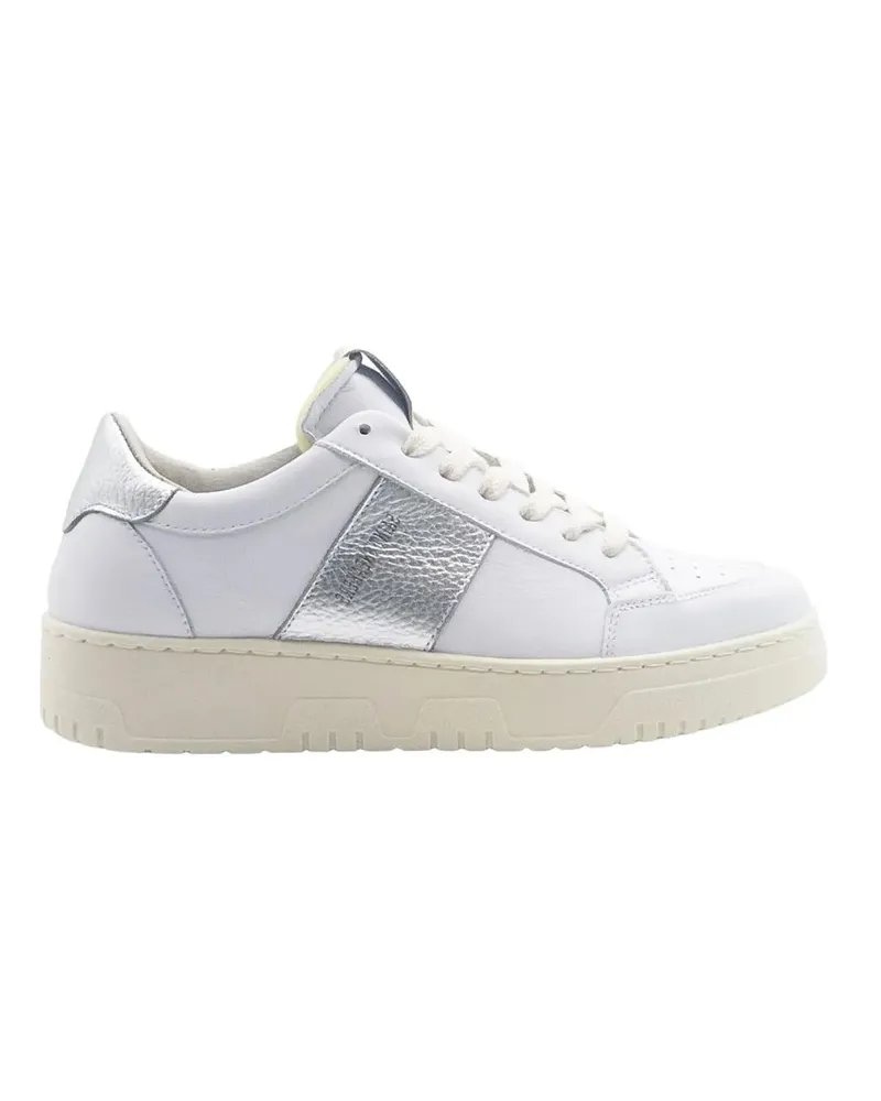 Saint Sneakers Low-Top Sneaker White Leather Sneakers With Silver Accents weiß Weiß