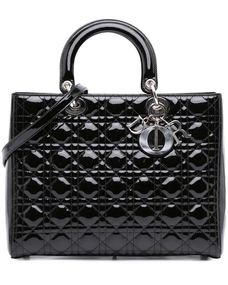 Dior Hobo Bags 2011 Large Patent Cannage Lady Dior schwarz Schwarz