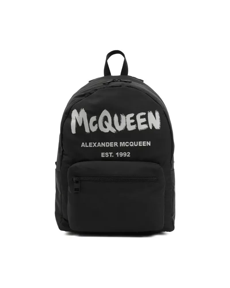 Alexander McQueen Rucksäcke Black Graffiti Metropolitan Printed Backpack schwarz Schwarz