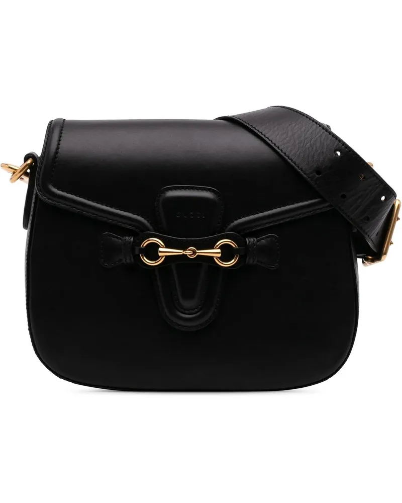 Gucci Hobo Bags Medium Leather Lady Web Crossbody schwarz Schwarz