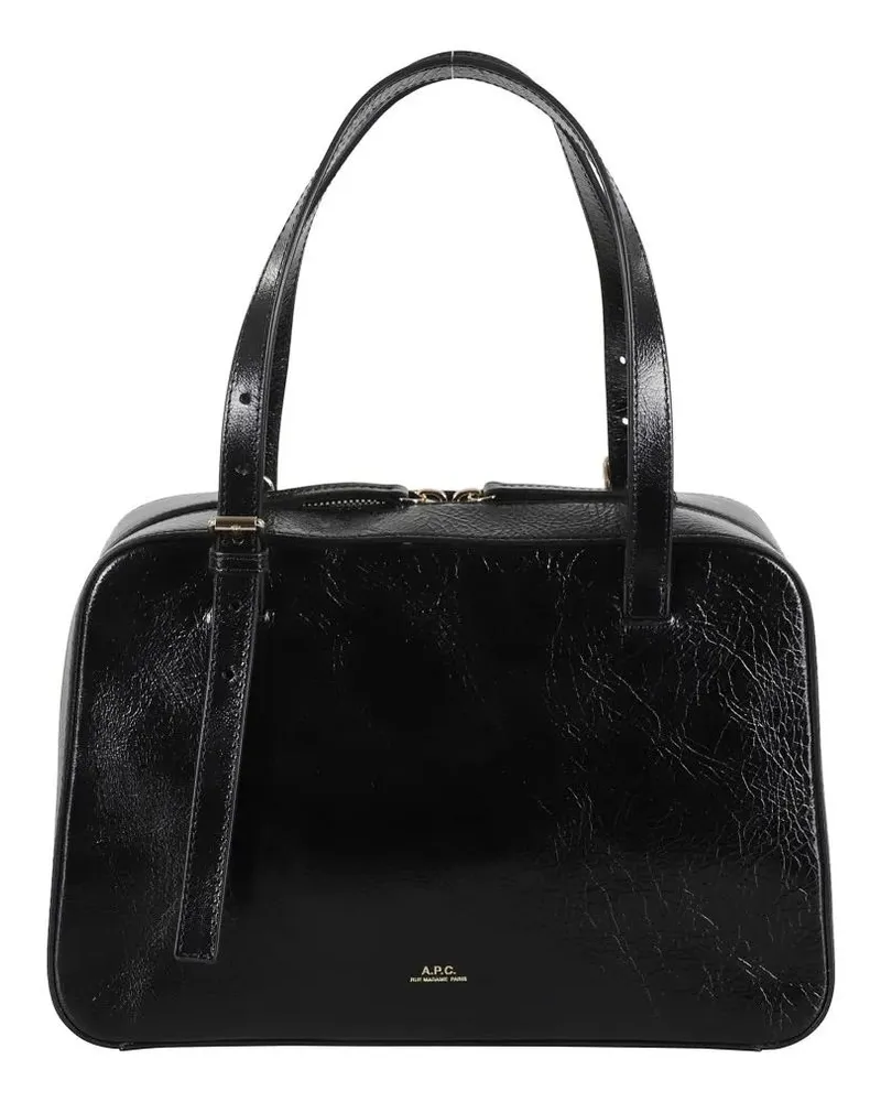 A.P.C. Hobo Bags Glossy Black Leather Bag schwarz Schwarz