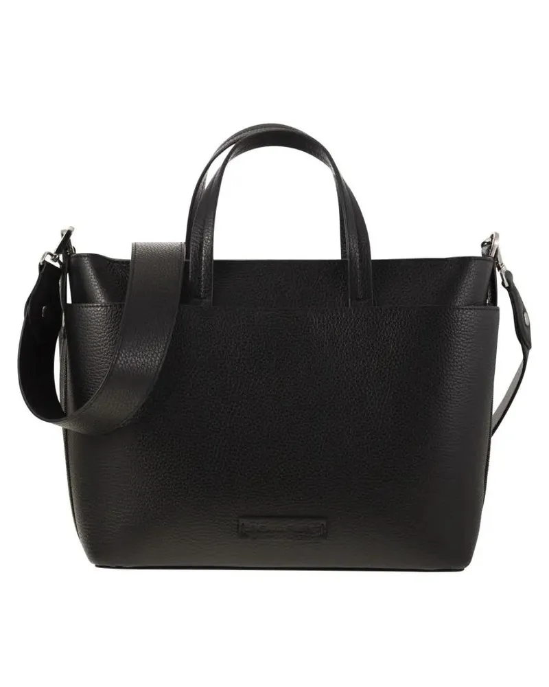 Fabiana Filippi Hobo Bags Leather Bag With Diamond Thread schwarz Schwarz