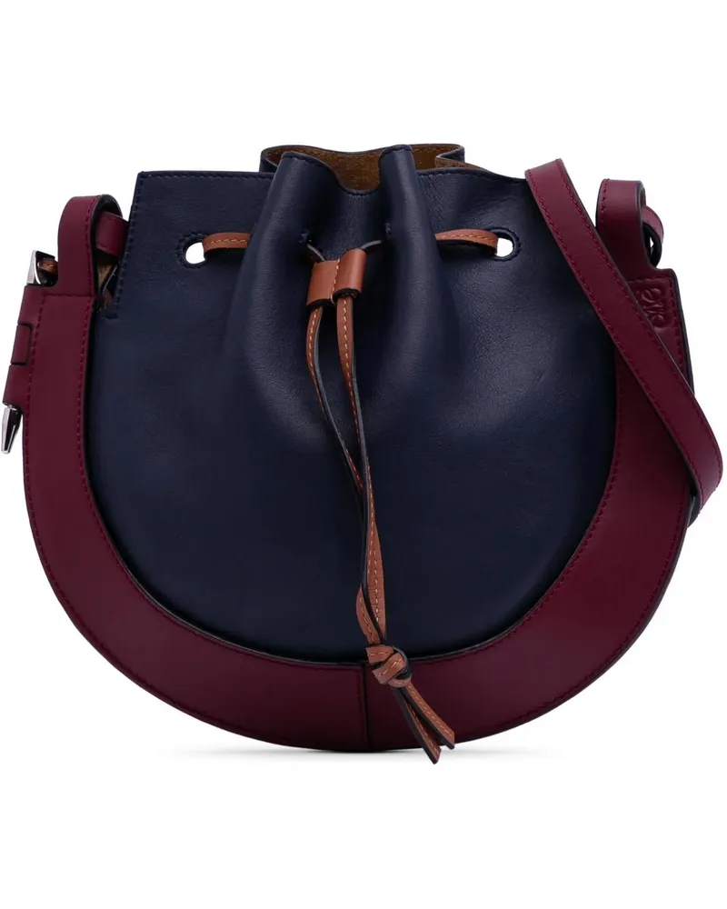 Loewe Hobo Bags Small Leather Colorblock Horseshoe Crossbody blau Blau