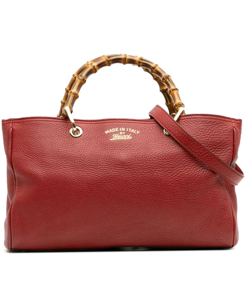 Gucci Hobo Bags Medium Calfskin Bamboo Shopper Satchel rot Rot