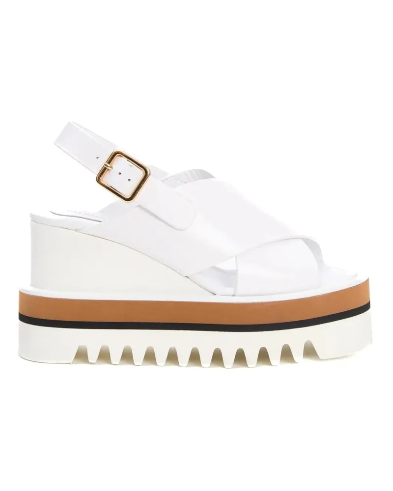 Paloma Barceló Sandalen White Leather Crossover High Wedge weiß Weiß