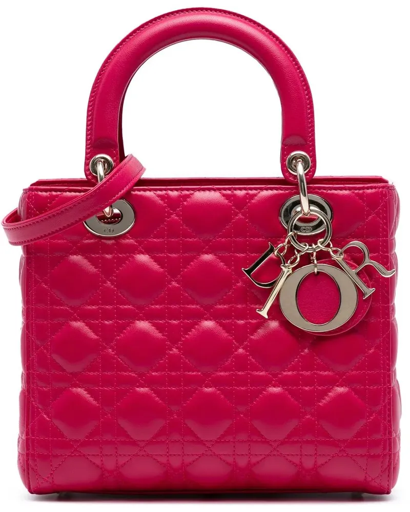 Dior Hobo Bags Medium Lambskin Cannage Lady Dior rosa Gold