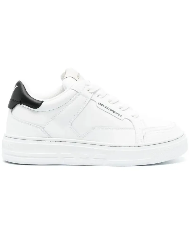 Emporio Armani Low-Top Sneaker Minimalist White Trainers With Contrasting Heel Ta weiß Weiß