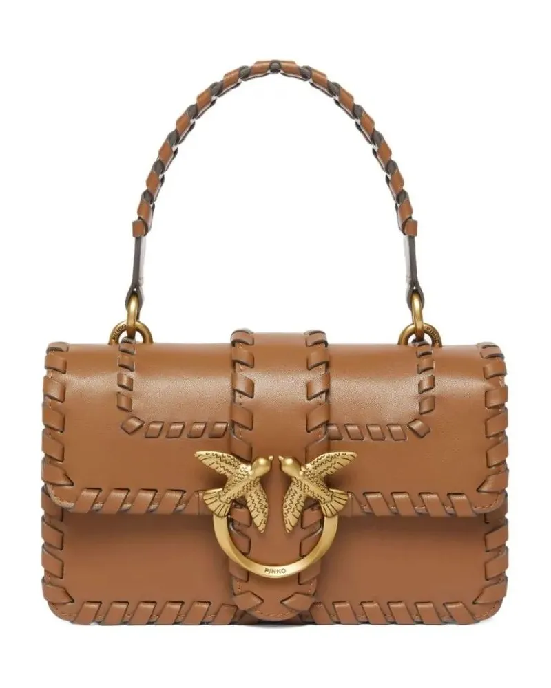 Pinko Hobo Bags Structured Brown Leather Handbag braun Braun