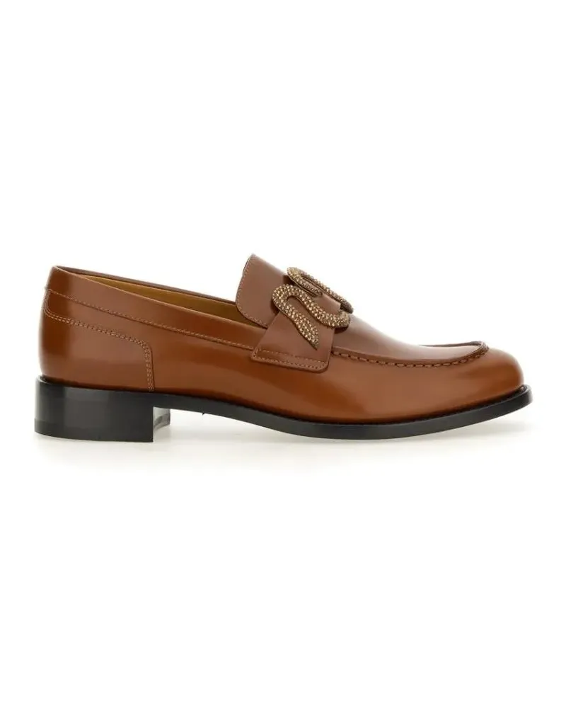 René Caovilla Brown Leather Loafers braun Braun