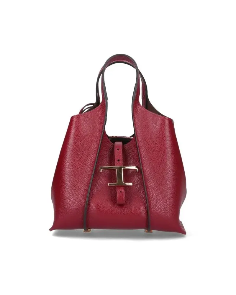TOD'S Hobo Bags Small Bordeaux Textured Calfskin Shoulder Bag rot Rot