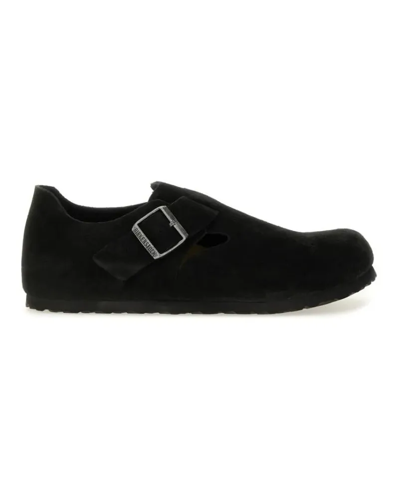 Birkenstock Loafer Suede Slip-On Sabot With Adjustable Buckle Strap schwarz Schwarz