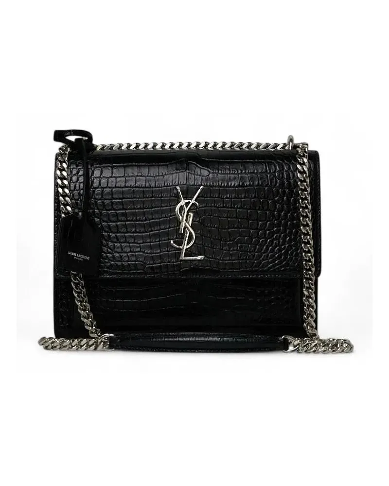Saint Laurent Hobo Bags Sunset Medium Black Coconut schwarz Schwarz