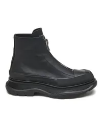 Alexander McQueen Boots & Stiefeletten Black Tread Slick Zip-Up Boots Schwarz