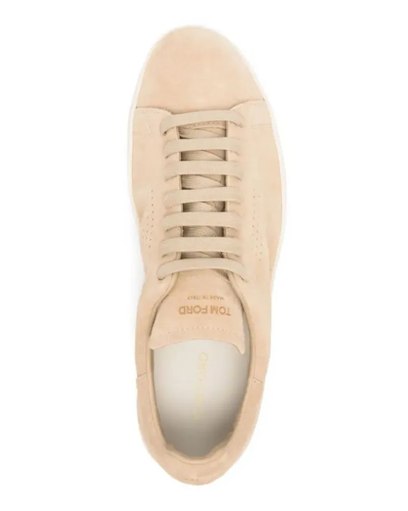 Tom Ford Low-Top Sneaker Beige Suede Sneakers With Perforated Logo Detail beige Beige