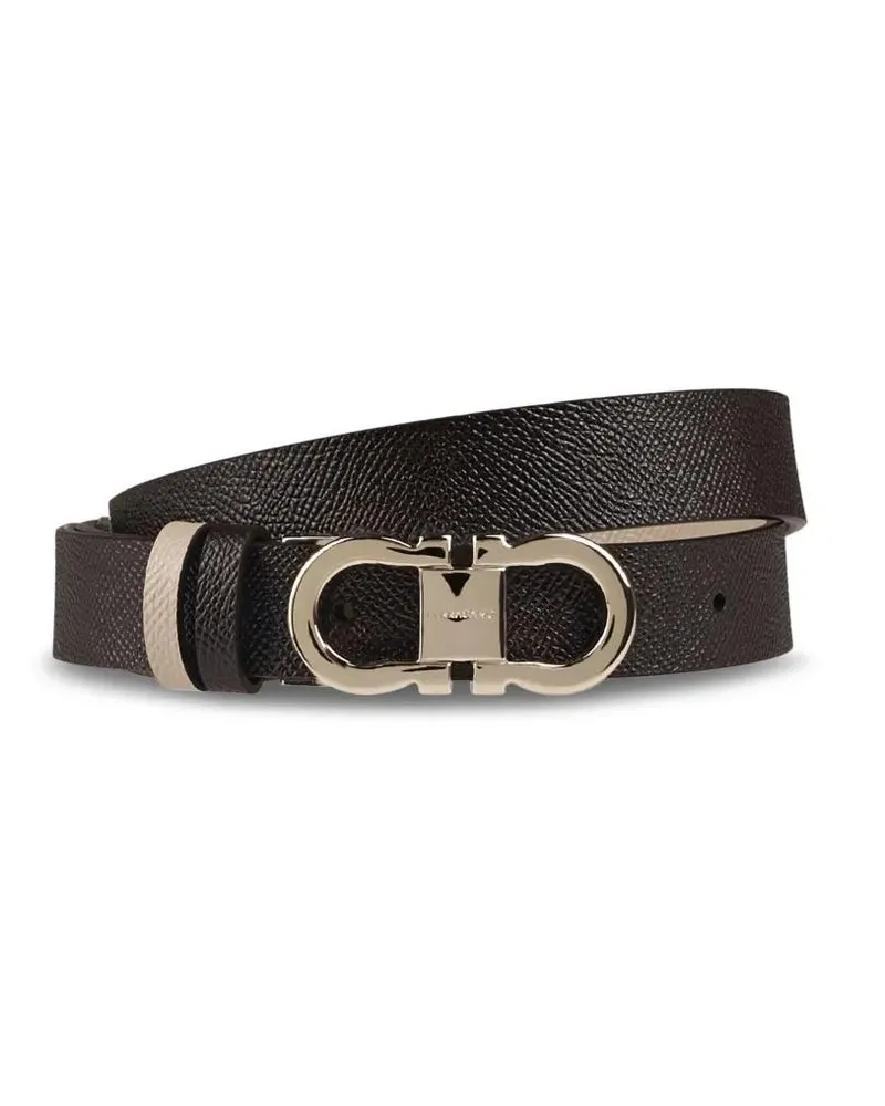 Ferragamo Gürtel Textured Calf Leather Belt With Polished Buckle schwarz Schwarz