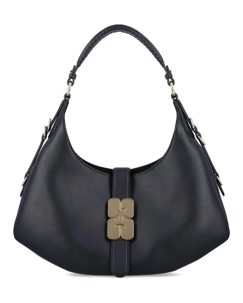 Ganni Hobo Bags Leather Small Kat Shoulder Bag schwarz Schwarz