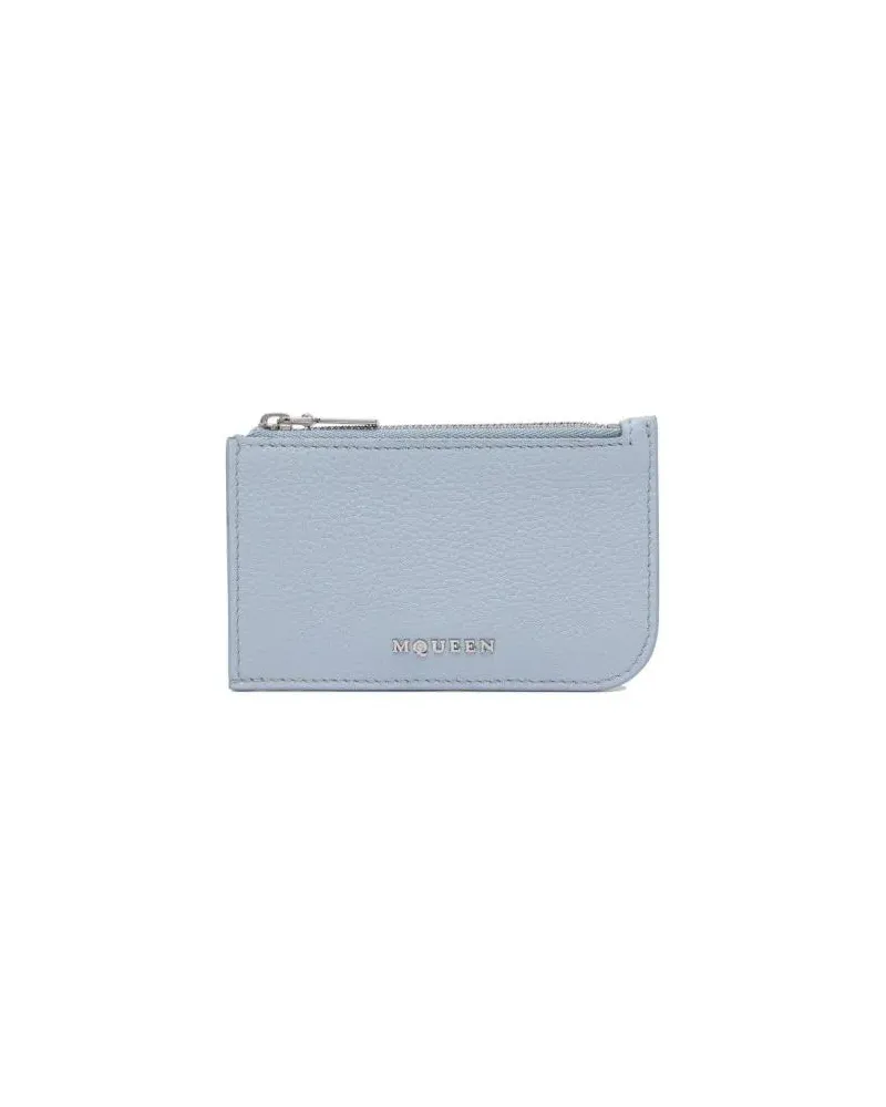 Alexander McQueen Portemonnaies Light Blue Leather Wallet blau Blau