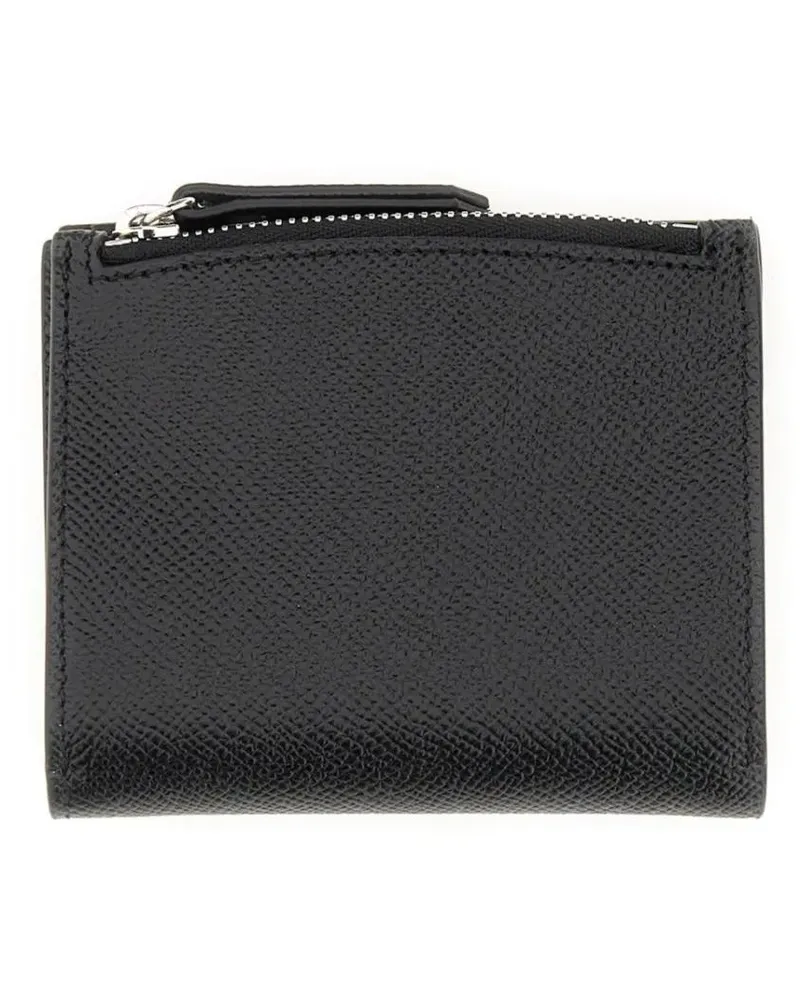 Maison Margiela Portemonnaies Textured Leather Wallet schwarz Schwarz