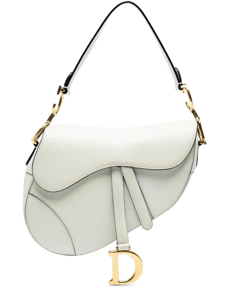 Dior Hobo Bags Grained Calfskin Saddle Bag weiß Weiß