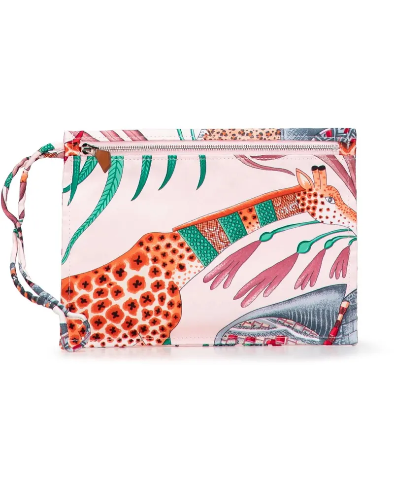 Hermès Kosmetiktaschen Silk La Marche Du Zambeze Silky City Pouch rosa Gold