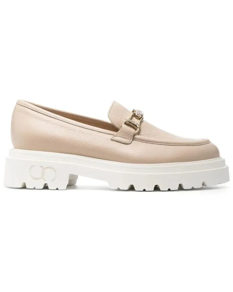 Casadei Brown Leather Loafers beige Beige