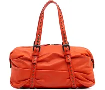 Weekender Soft Leather Duffle Bag orange