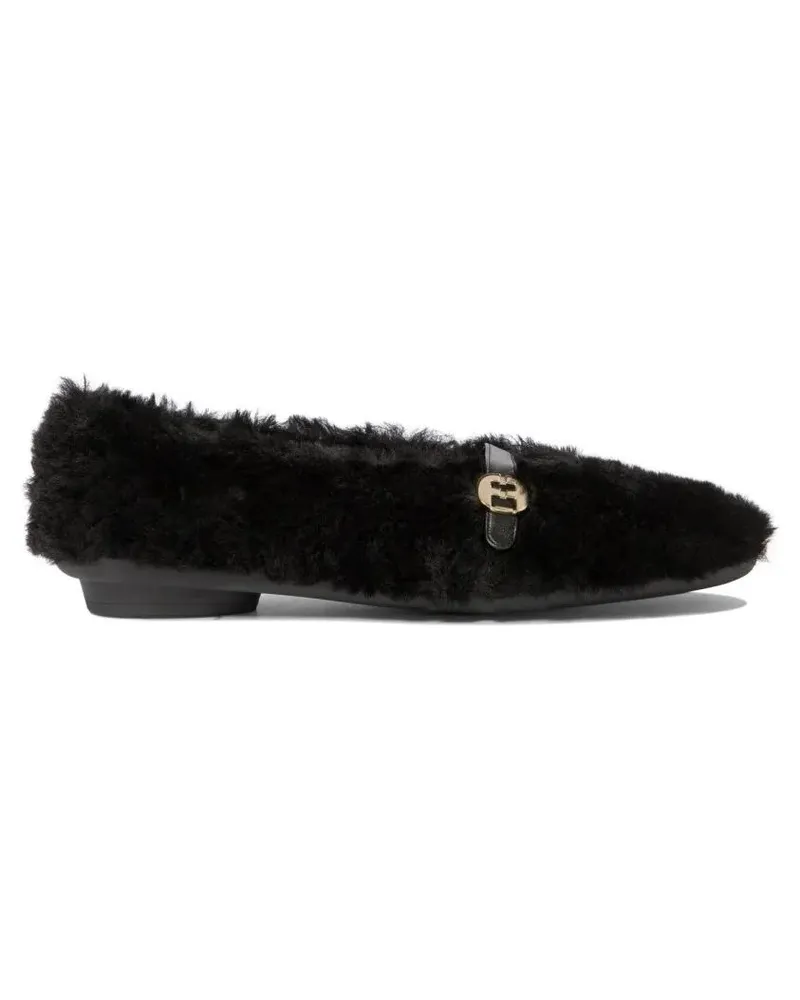 Ferragamo Noella Fur" Shearling Ballet Flats schwarz Schwarz